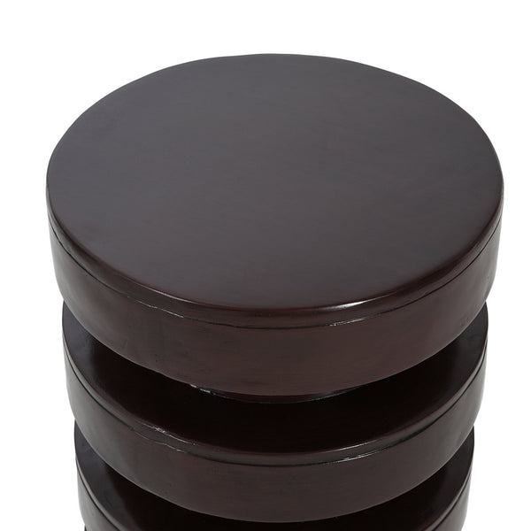 English Elm Modern Mgo Three Tier Round Accent Table Weather Resistant Patio and Living Room Decor Brown N770P359379B