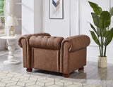 English Elm Classic Chesterfield Sofa Chair For Living Room Brown Faux Leather