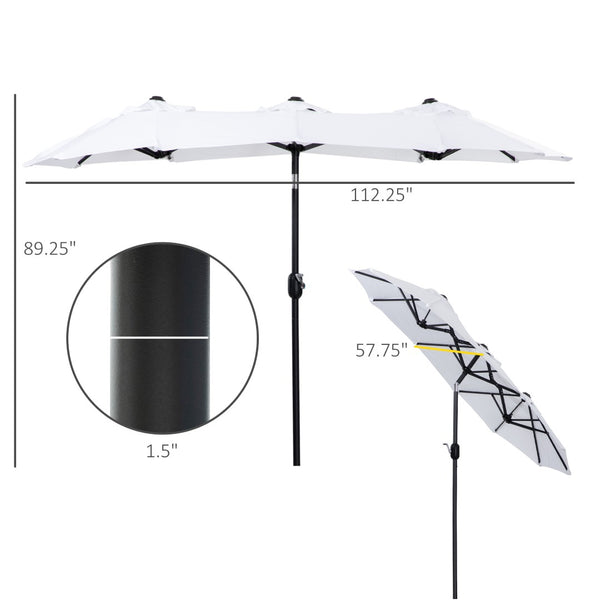 English Elm Outsunny 9.5' Double-Sided Patio Umbrella With Tilt & Crank, Large Canopy For Outdoor Shade & Style W2225P200475-GIGA