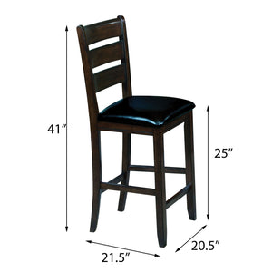 English Elm Black Counter Height Chairs Set of 2 – Espresso Finish, Black Faux Leather, Plush Foam Seats, Ladder Back Comfort B062P186543