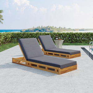 English Elm Christopher Knight Home® - Lounge Chaise Set - Durable Acacia Wood With Plush Triple-Fold Cushion For Ultimate Outdoor Relaxation N770P272405T_N770P208326G