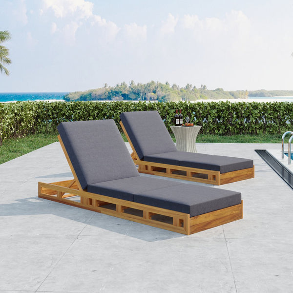 English Elm Christopher Knight Home® - Lounge Chaise Set - Durable Acacia Wood With Plush Triple-Fold Cushion For Ultimate Outdoor Relaxation N770P272405T_N770P208326G