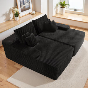 English Elm 81"cloud Dual Chaise Sectional Plush Fabric Deep Seat Sofa for Modern Living Room W3975S00026