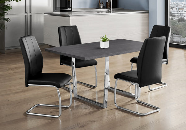 English Elm Dining Table, 60" Rectangular Grey Laminate With Chrome Legs - Modern Centerpiece For Any Space B2710P286990
