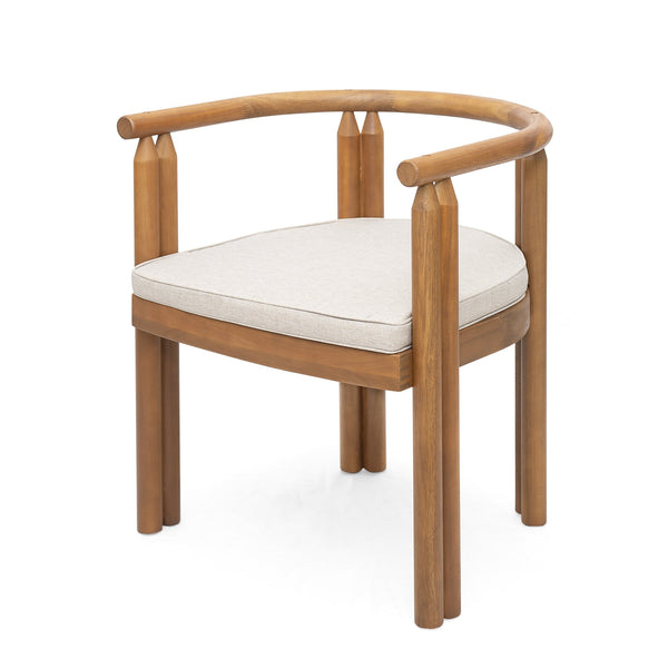 English Elm Christopher Knight Home® - Cove Acacia Wood Dining Chair Set Of 2 With Teak Finish And Beige Cushions For Indoor/Outdoor Use N775P329653T