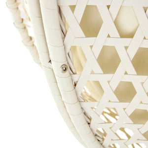 English Elm 76.8-inch Hand Woven Rattan Egg Swing Chair Indoor Outdoor with Cushion Lumbar Pillow White W1512P498593