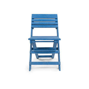 English Elm Coastal Bay Recycled Hdpe Folding Bistro Chair for Patio and Balcony Use Blue B2745P409666