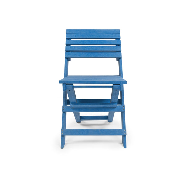 English Elm Coastal Bay Recycled Hdpe Folding Bistro Chair for Patio and Balcony Use Blue B2745P409666