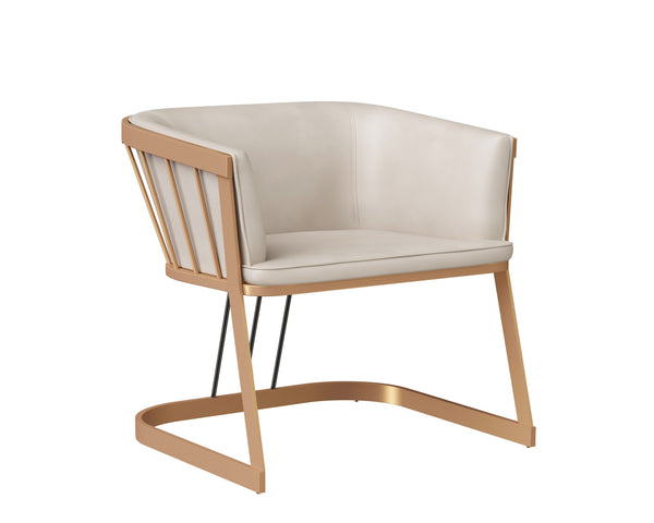 Sunpan Caily Lounge Chair - Modern Elegance with Brushed Gold Frame and Stylish Black Steel Legs Bravo Cream
