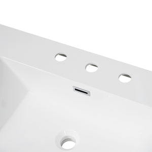 English Elm Christopher Knight Home® - 60" Resin Basin Vanity Top with Undermount Rectangular Double Sinks, 8" Faucet Holes, Bright White Durable Finish and Chrome Overflow (Vanity Top Only) N759P351761K