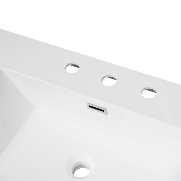 English Elm Christopher Knight Home® - 60" Resin Basin Vanity Top with Undermount Rectangular Double Sinks, 8" Faucet Holes, Bright White Durable Finish and Chrome Overflow (Vanity Top Only) N759P351761K