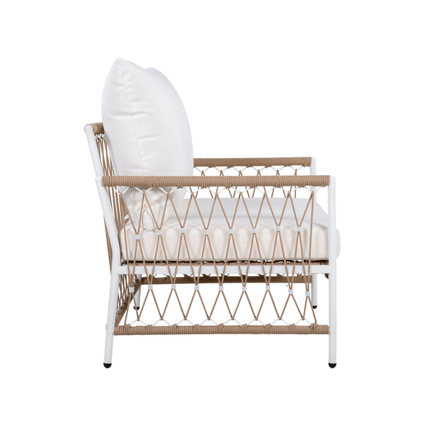 English Elm 3-piece Outdoor Bohemian Rope Lounge Set with Tempered Glass Table for Patio N767P306731B_N767P306732B