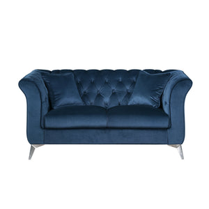English Elm 102 Inch Linen Modular Sectional Sofa with Hidden Storage and Cloud Cushion Comfort Dark Blue W1099S00171