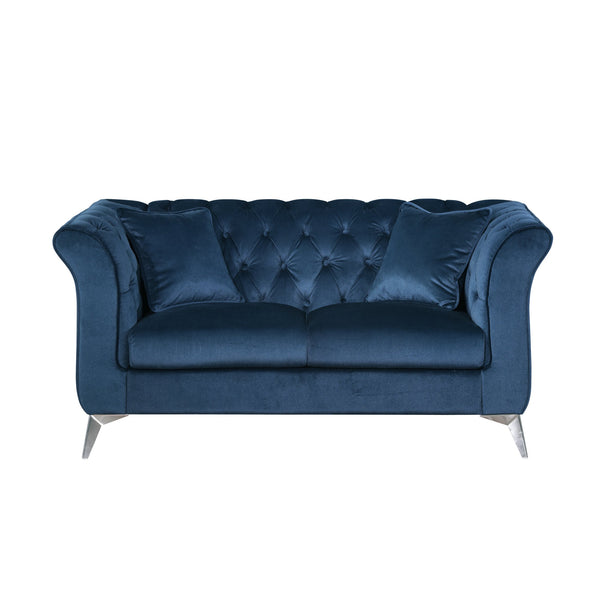English Elm 102 Inch Linen Modular Sectional Sofa with Hidden Storage and Cloud Cushion Comfort Dark Blue W1099S00171
