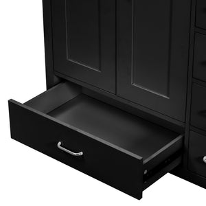 English Elm 36" Black Bathroom Vanity with Ceramic Sink, 2 Soft-Close Doors & 5 Drawers, Modern Storage Elegance N729P183735B