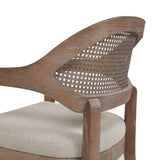 English Elm Americana Mid-Century Modern Cane Back Dining Chair, Taupe Beige Textured Weave