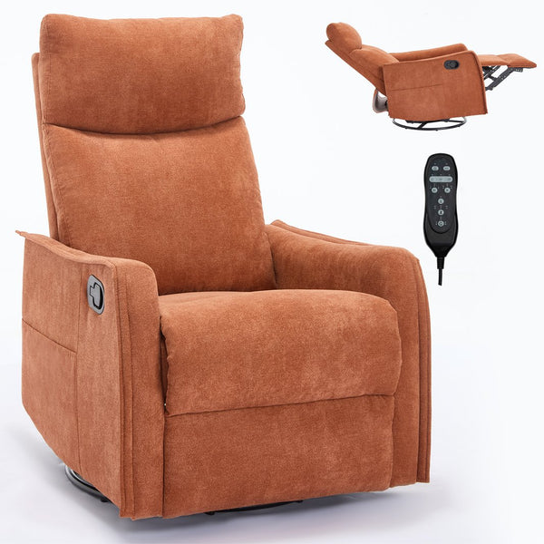 English Elm Heat Massage Rocker Recliner with Swivel Base and Vibrating Nodes for Living Room Orange W1803P251882