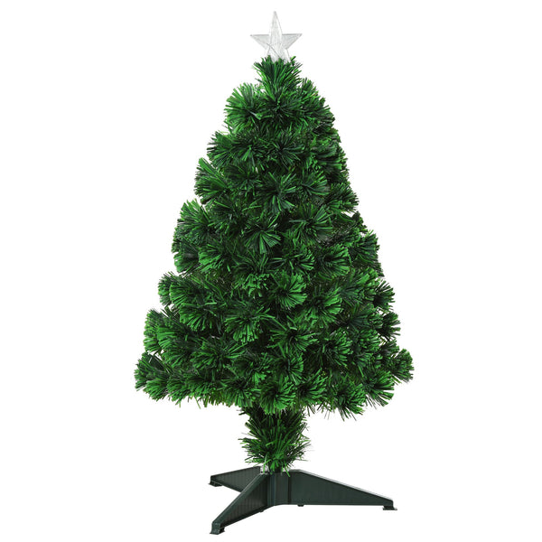 English Elm Homcom 2.5Ft Pre-Lit Douglas Fir Tabletop Christmas Tree With Fiber Optic Lights For Festive Charm W2225P229278