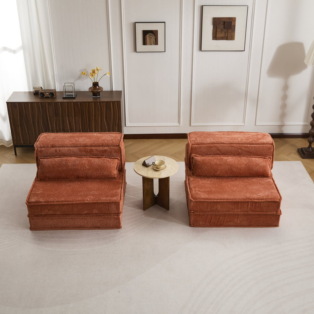 English Elm Compression Oversized Modular Sofa Bed - Versatile Floor Seating With Memory Foam & Pillows, Orange W3723S00046