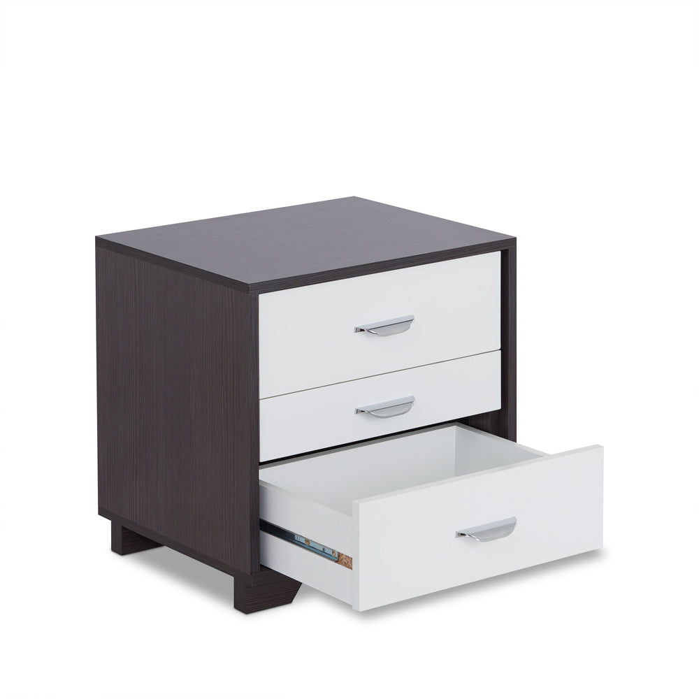 English Elm Eloy Contemporary White & Black Accent Table with 3 Drawers, MDF Construction, 40lb Top Capacity B2726P287564