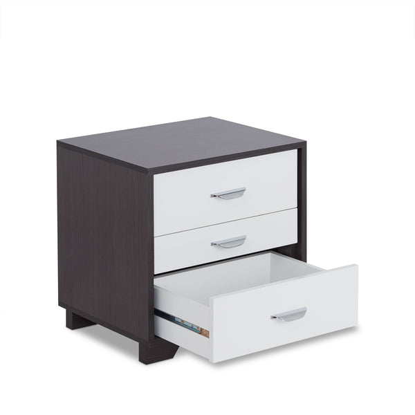 English Elm Eloy Contemporary White & Black Accent Table with 3 Drawers, MDF Construction, 40lb Top Capacity B2726P287564