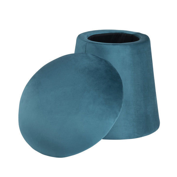 Crestview Collection Modern Velvet Ottoman: Stylish Mushroom-inspired Accent With Hidden Storage For Chic Living Spaces Teal Solid Wood Evfzr3907teal