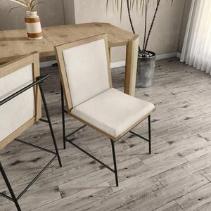 English Elm Contemporary Northall Arm Chair with Sleek Upholstery and Minimalist Profile for Modern Dining Spaces Beige,Oak 33 L x 20 W x 41 H B2741P407604
