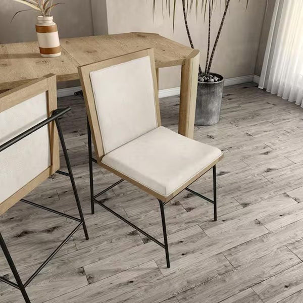 English Elm Contemporary Northall Arm Chair with Sleek Upholstery and Minimalist Profile for Modern Dining Spaces Beige,Oak 33 L x 20 W x 41 H B2741P407604