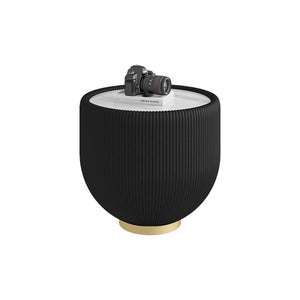 English Elm Modern Sintered Stone Round Side Table Leather Edge Brass Base Living Room Accent Gold+Black,Marble W3081P293641