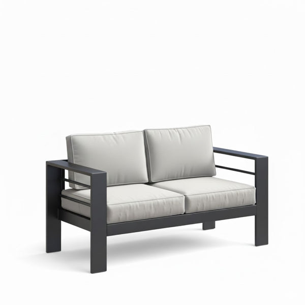 English Elm All-weather 4 Piece Outdoor Conversation Set Iron Frame Olefin Cushions Patio Seating Light Gray B082S00107