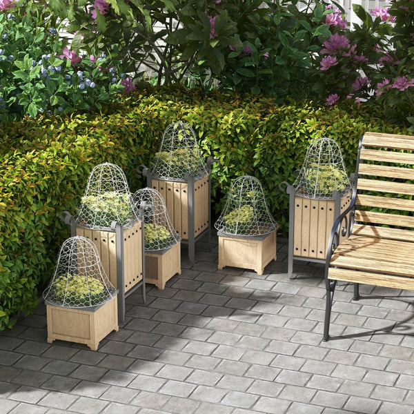 English Elm Outsunny Garden Chicken Wire Cloches - 6 Pack Metal Plant Protectors For Seedlings & Herbs W2225P200895-GIGA