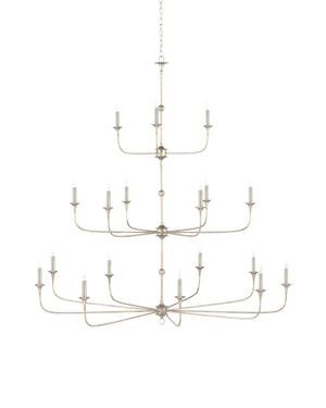 Currey & Company Nottaway Grande Champagne Chandelier - Elegant High Ceiling Fixture With Adjustable Length & Style Silver Wrought Iron 9000-1314-currey-company