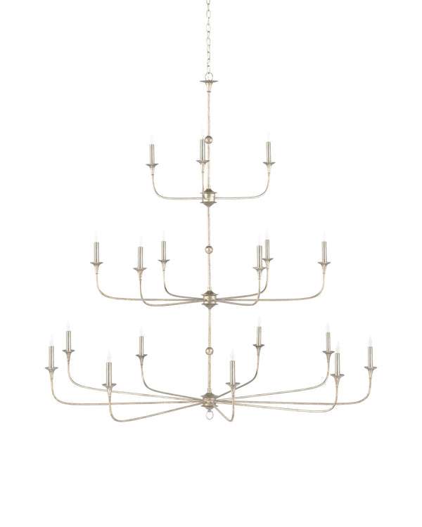 Currey & Company Nottaway Grande Champagne Chandelier - Elegant High Ceiling Fixture With Adjustable Length & Style Silver Wrought Iron 9000-1314-currey-company