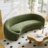 English Elm 92.13 Inch Modern Design Curved Shaped Sofa Couch For Living Room,Upholstered Fabric 4-Seat Sofa No Need To Assembly Couch For Apartment,Green