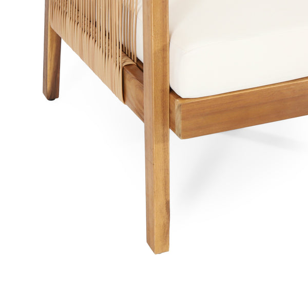 English Elm Christopher Knight Home® - Set of 2 Acacia Wood Outdoor Club Chairs with Wicker, Teak Finish & Beige Cushions, Deep Seat Comfort 72409.00LBGE-2