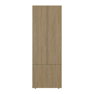 English Elm Home 3 Door Closet System Oak - Compact Freestanding Bedroom Storage with Shelves & Hanging Rod for Small Spaces B070P351132