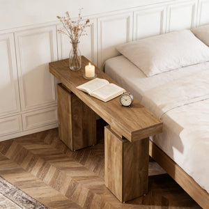 English Elm Practical Geometric Console Table with Matte Black Wood Grain Finish for Entryway or Sofa T3971P453732