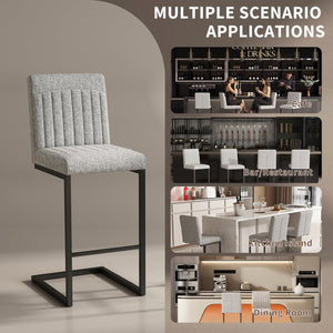 English Elm Faux Leather Counter Stools Set of Two Ergonomic Curved Back Metal Frame Kitchen Seating Light Gray W5096P400655