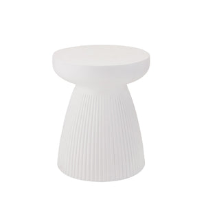English Elm Outdoor Mgo Round Side Table Weatherproof Matte White Patio or Living Room Accent N772P374362W