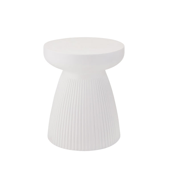 English Elm Outdoor Mgo Round Side Table Weatherproof Matte White Patio or Living Room Accent N772P374362W