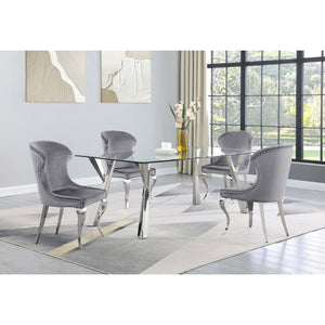 English Elm Daphne Velvet Wingback Dining Chairs with Nailhead Trim and Cabriole Legs Set of 2 B062S01463