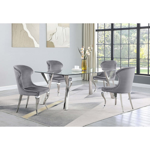 English Elm Daphne Velvet Wingback Dining Chairs with Nailhead Trim and Cabriole Legs Set of 2 B062S01463