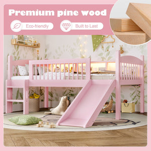English Elm Twin Xl Solid Pine Loft Bed with Built-in Led Lighting and Storage Shelves Pink W1580S00365