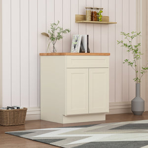 English Elm 27"in Antique White Plywood Kitchen Base Cabinet Soft Close Door Adjustable Shelf T3210P296356