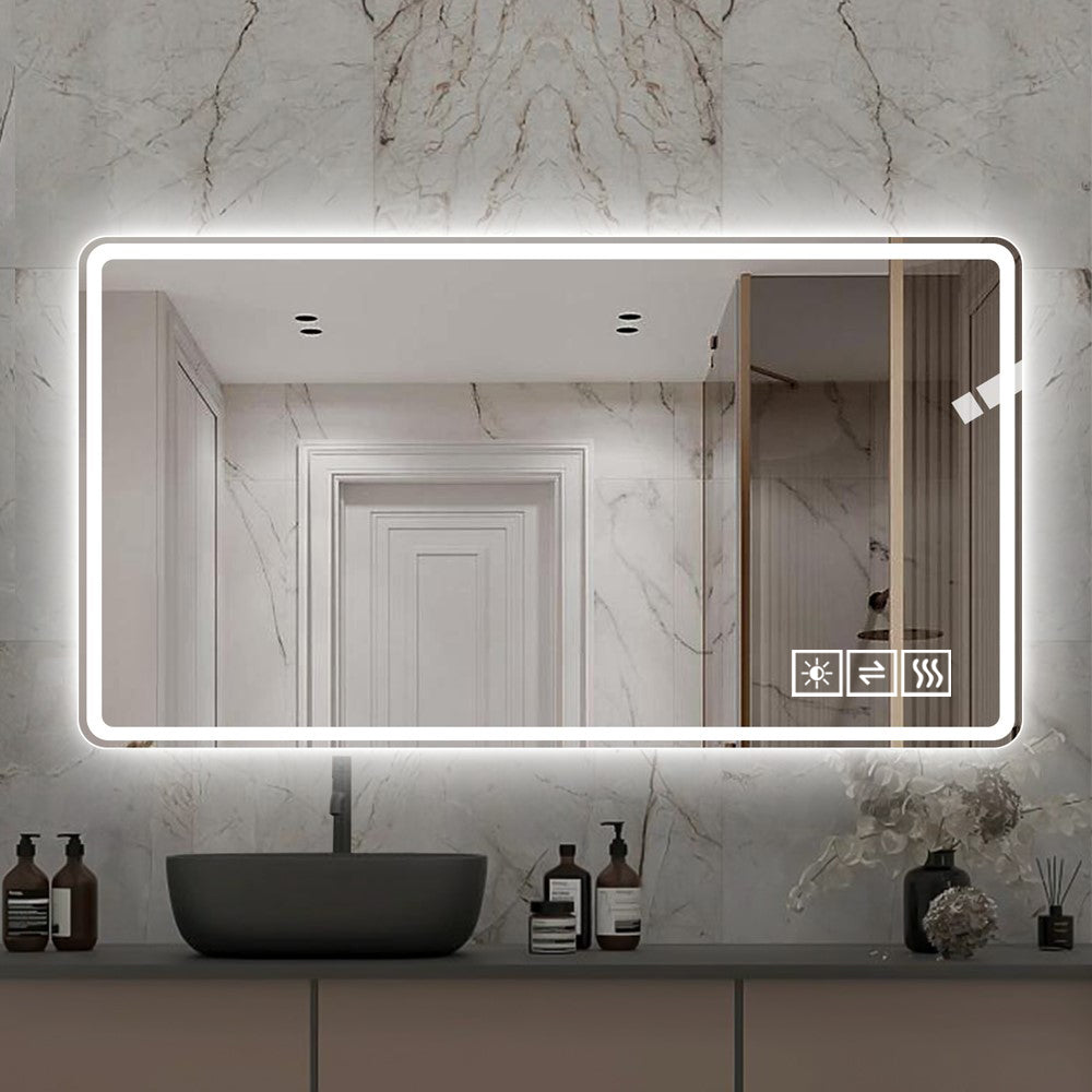 English Elm 48*32 Anti-Fog LED Bathroom Mirror with Explosion-Proof Glass, 3-Color Touch Dimmable Lighted Vanity W2709P179149