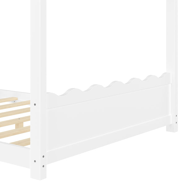 English Elm Twin House Frame Floor Bed Solid Pine Kids Room Montessori Low Profile Play Nook W1580P387839
