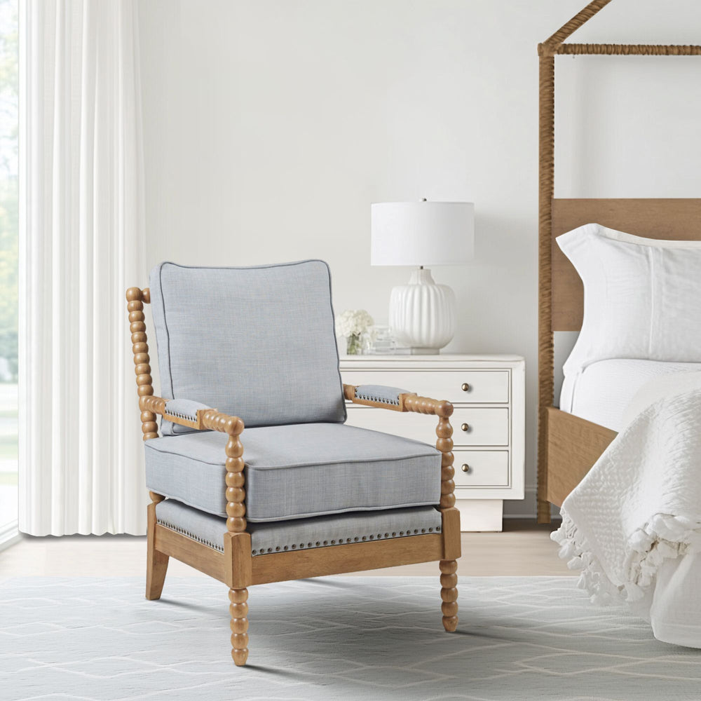 JLA Home Madison Park - Turned Wood Frame Armchair with Spindle Open-Back, Plush Layered Foam, Bronze Nailhead Trim Elegance MP100-1145