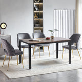 Modern Gray Velvet Dining Chairs Set of 4 with Metal Legs - Stylish Design, Comfortable Seating