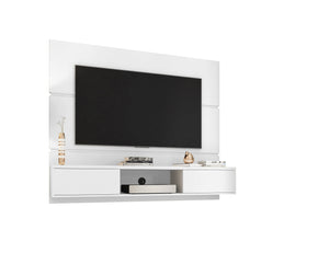 English Elm Vernon 63" TV Panel with Concealed Shelves, Cable Management, Mount Brackets & Flip Doors White B365P398354
