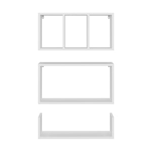 English Elm Trego Floating Wall Shelves Set of 3 in White — Minimalist Durable Particleboard Storage Display B070P374514